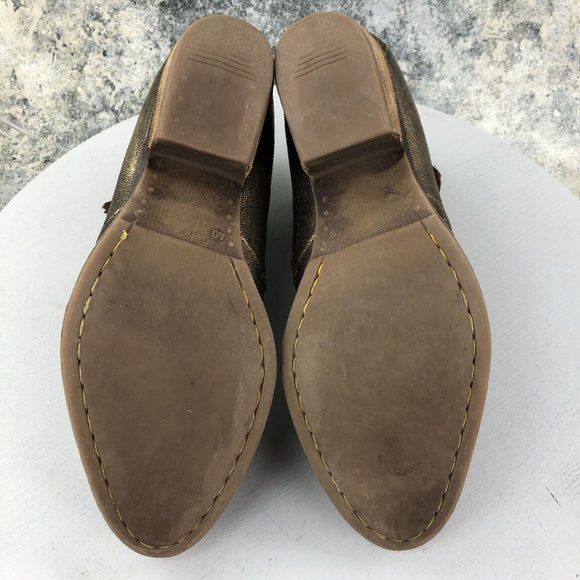 Coque Terra Women's SIze 40 Gold Metallic Zipper Detail Block Heel Ankle Booties - Picture 11 of 15